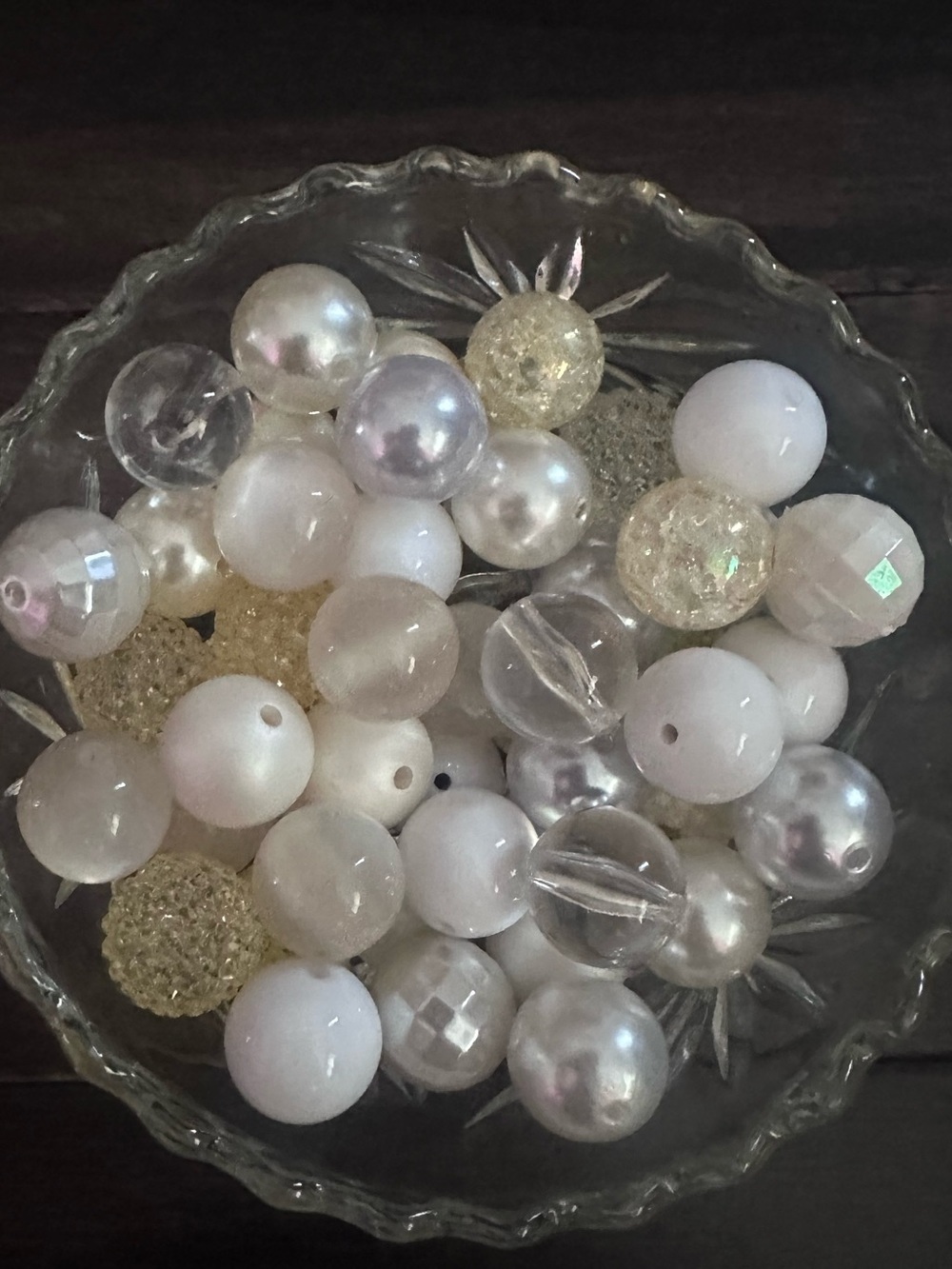 NEW- 50 piece assorted white bubblegum beads. (Acrylic)